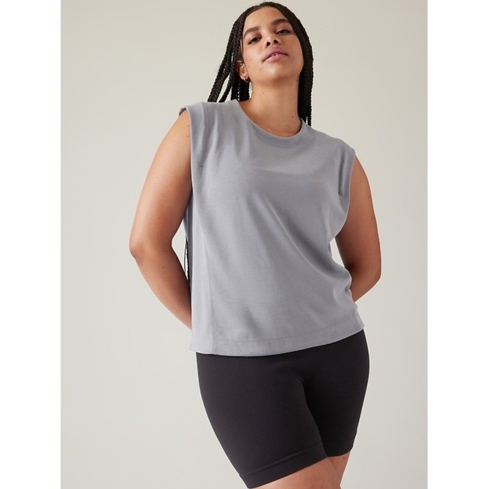 Athleta Womens Seasoft Tank Top Blue Gray XL Tencel Stretch Sleeveless